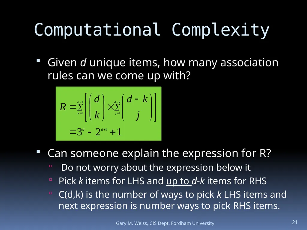 1 Module: Association Analysis Last updated - slide 21 of 65