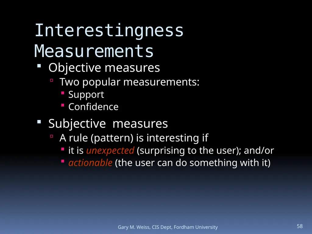 1 Module: Association Analysis Last updated - slide 58 of 65