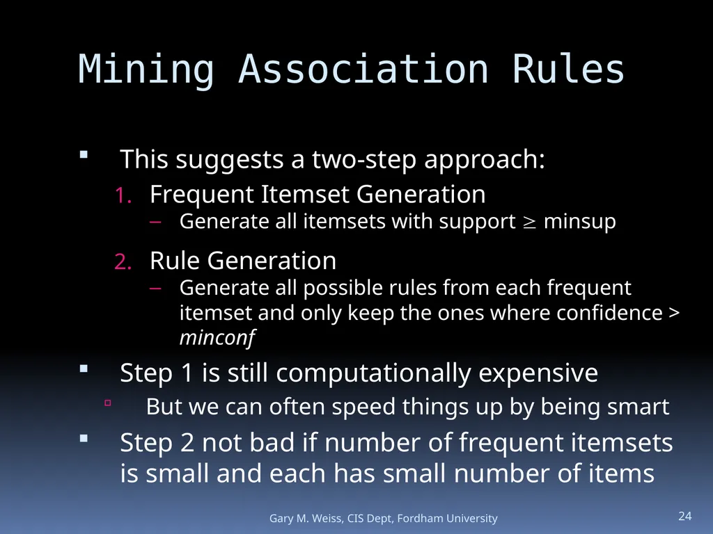 1 Module: Association Analysis Last updated - slide 24 of 65
