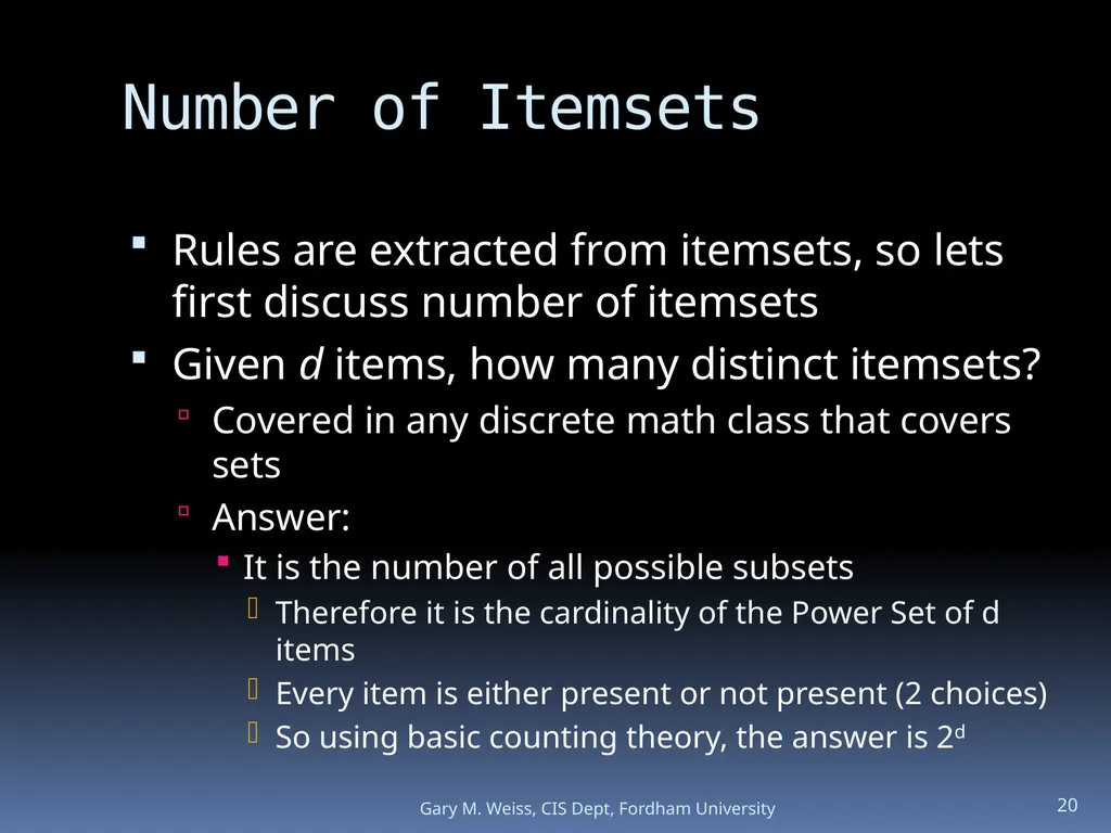 1 Module: Association Analysis Last updated - slide 20 of 65