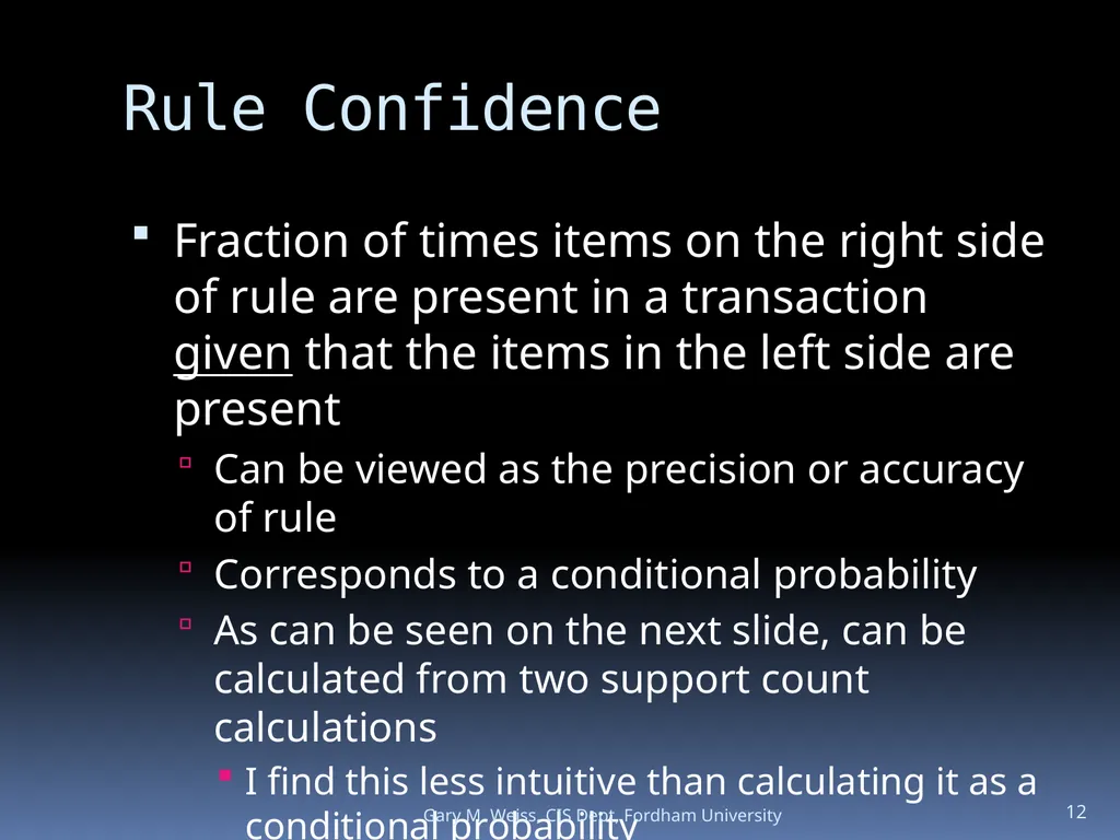 1 Module: Association Analysis Last updated - slide 12 of 65