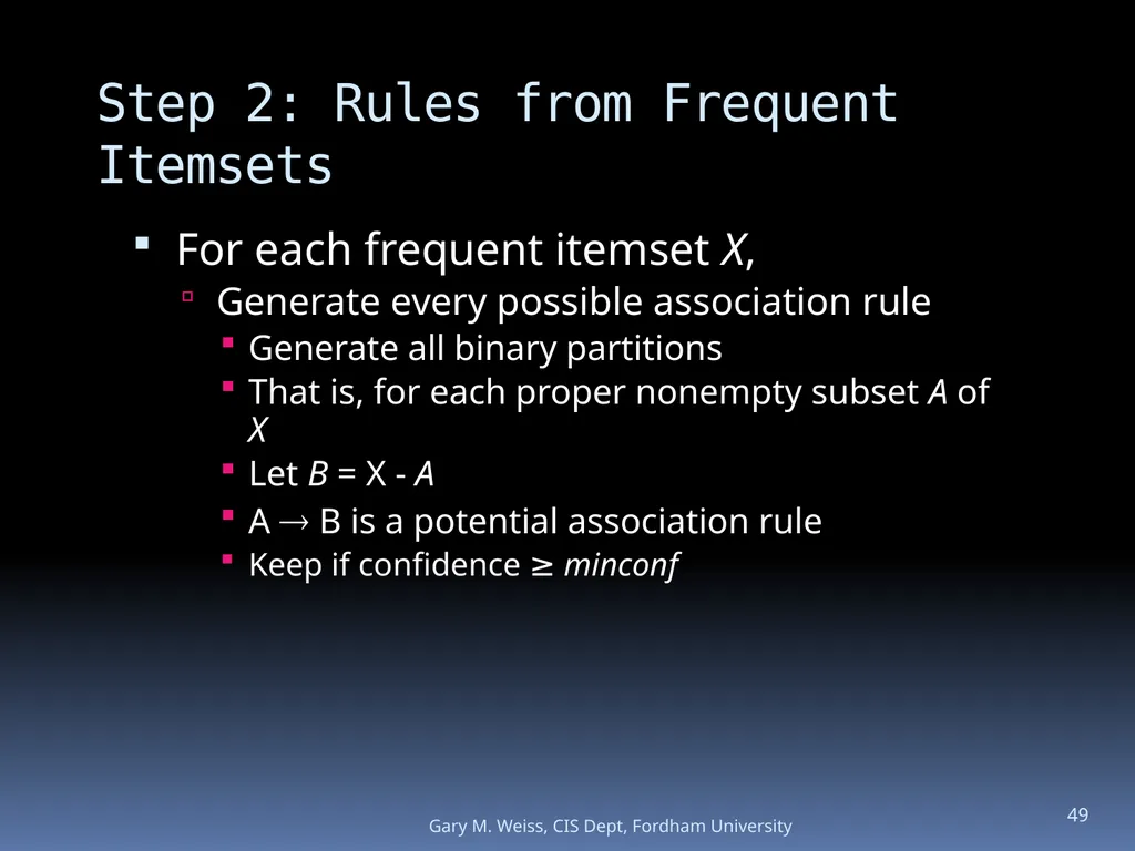 1 Module: Association Analysis Last updated - slide 49 of 65