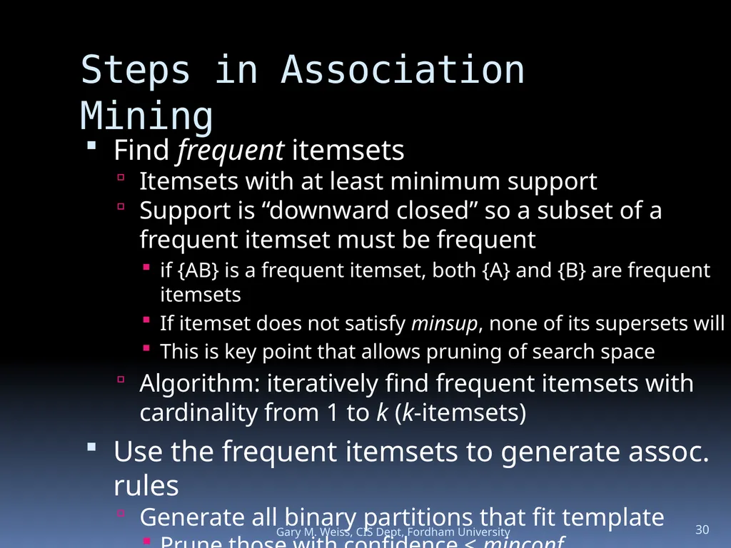 1 Module: Association Analysis Last updated - slide 30 of 65