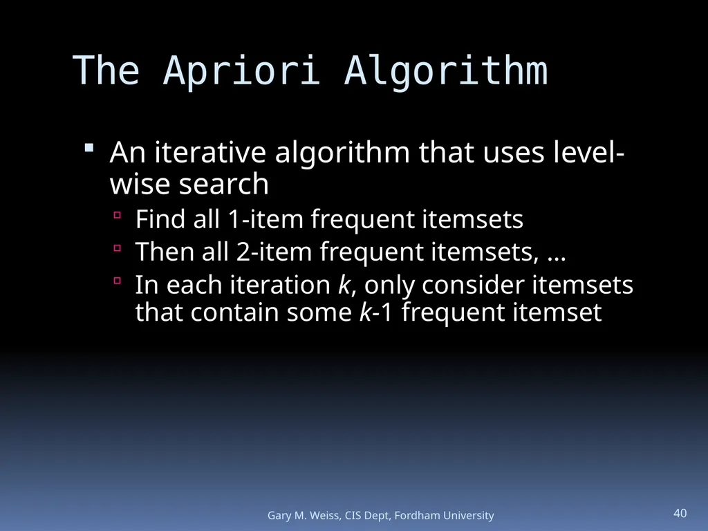 1 Module: Association Analysis Last updated - slide 40 of 65