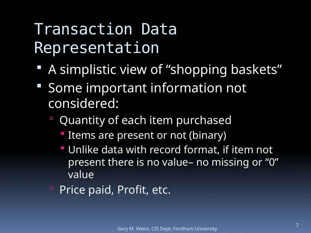 1 Module: Association Analysis Last updated - slide 7 of 65