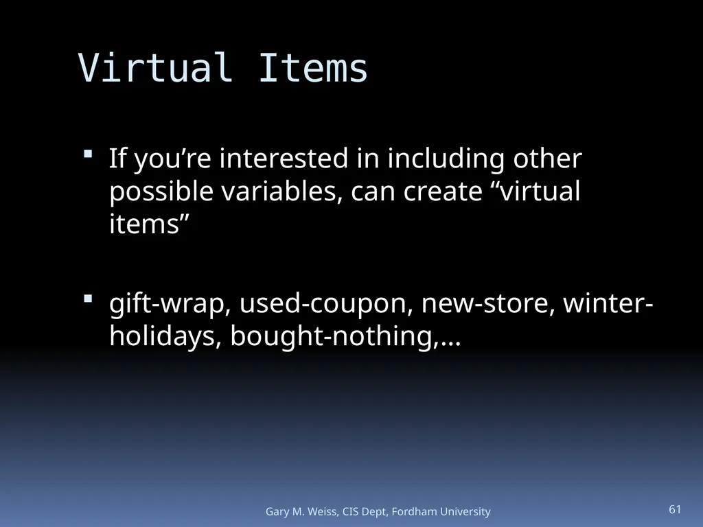 1 Module: Association Analysis Last updated - slide 61 of 65