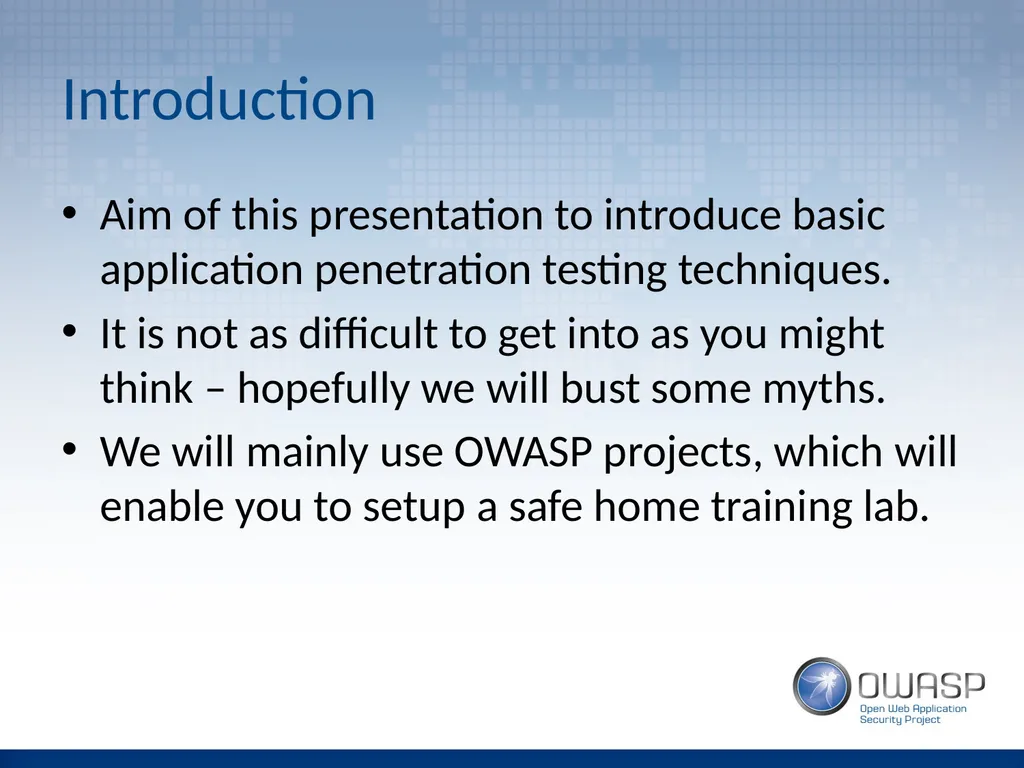 Introduction to Application Penetration Testing - slide 2 of 26