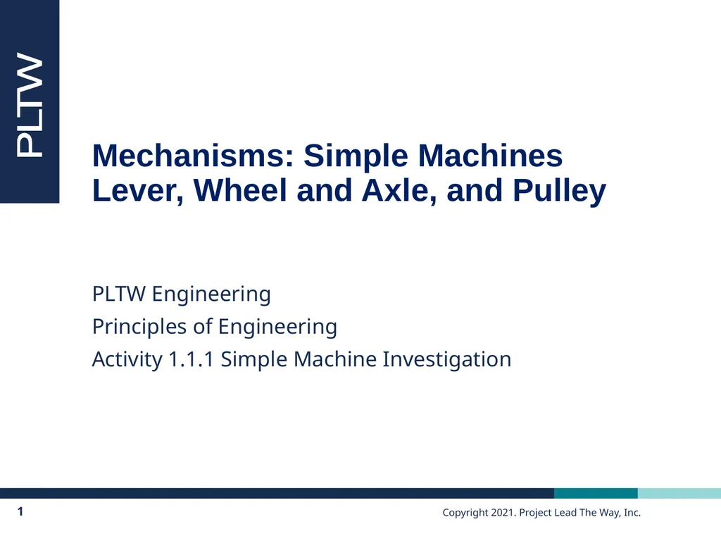 PLTW Engineering Principles of Engineering - slide 1 of 35