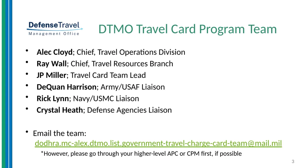 DoD Travel Card Program Update Alec Cloyd Chief, - slide 3 of 9