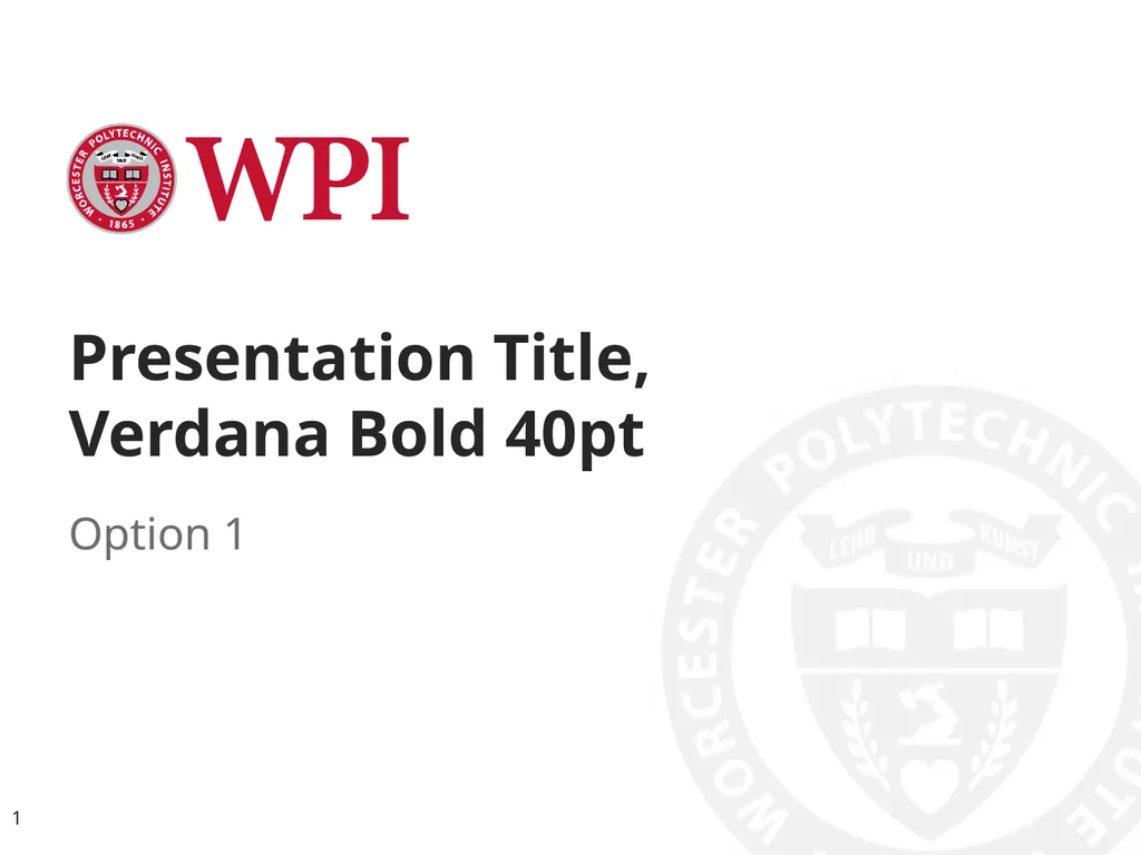Presentation Title, Verdana Bold 40pt Option 1 1