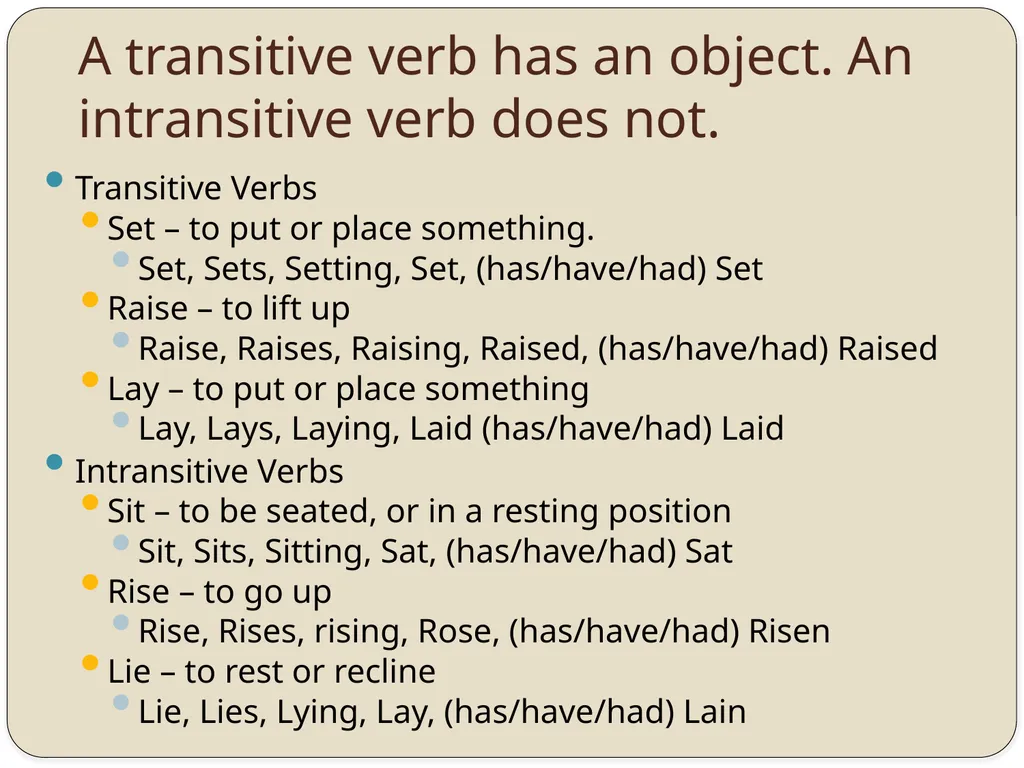 From the UWF Writing Lab’s 101 Grammar Mini-Lesson - slide 2 of 2