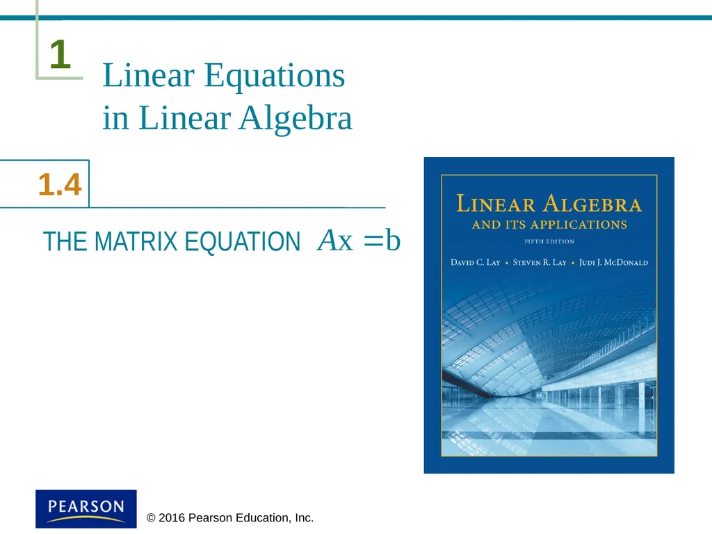 Linear Equations in Linear Algebra THE MATRIX - slide 1 of 15