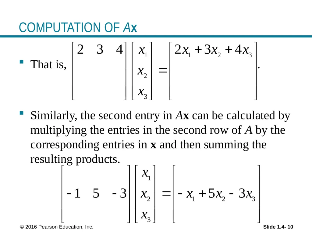 Linear Equations in Linear Algebra THE MATRIX - slide 10 of 15