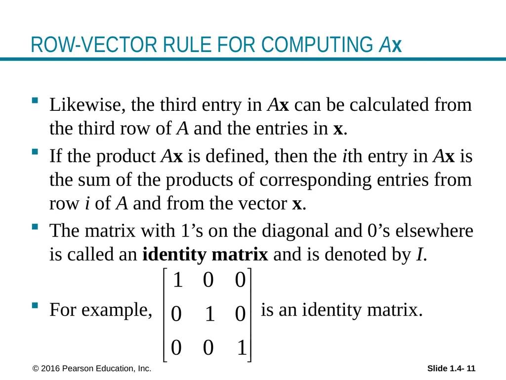 Linear Equations in Linear Algebra THE MATRIX - slide 11 of 15