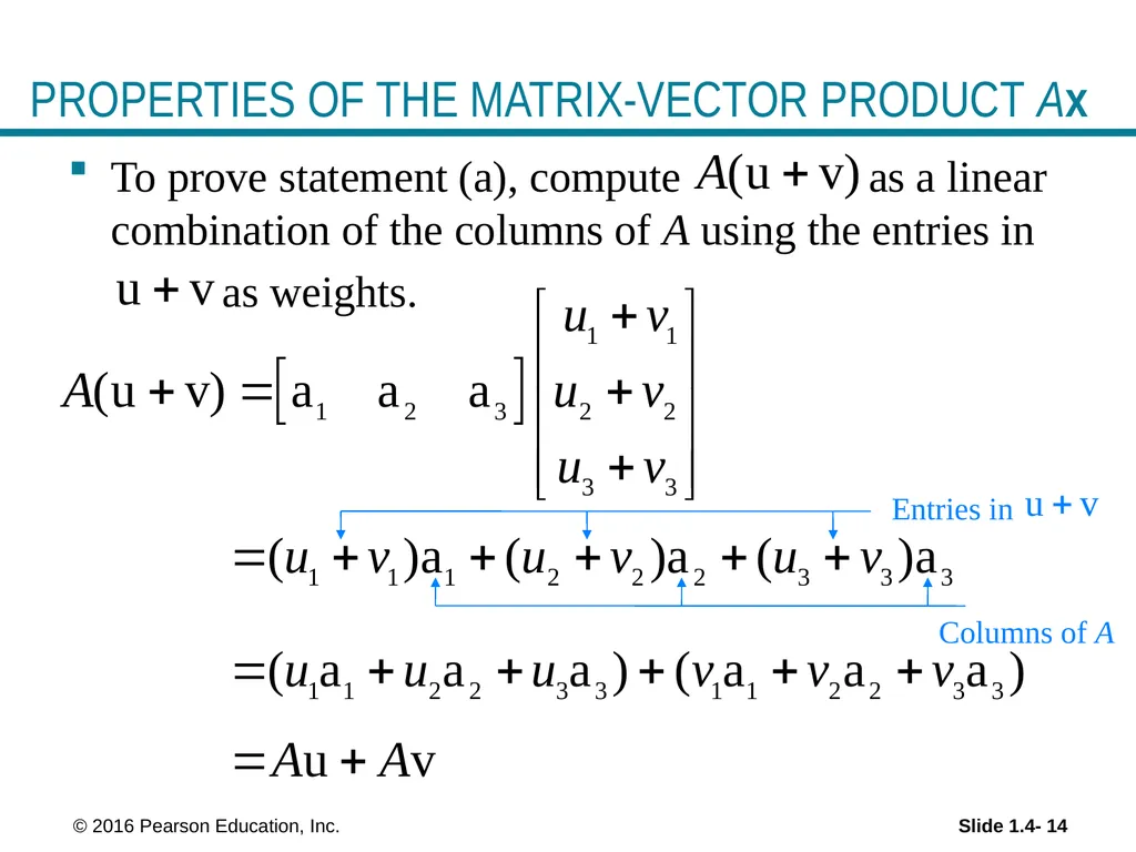 Linear Equations in Linear Algebra THE MATRIX - slide 14 of 15
