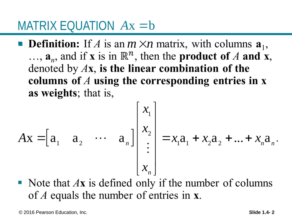 Linear Equations in Linear Algebra THE MATRIX - slide 2 of 15