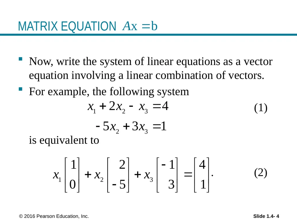 Linear Equations in Linear Algebra THE MATRIX - slide 4 of 15