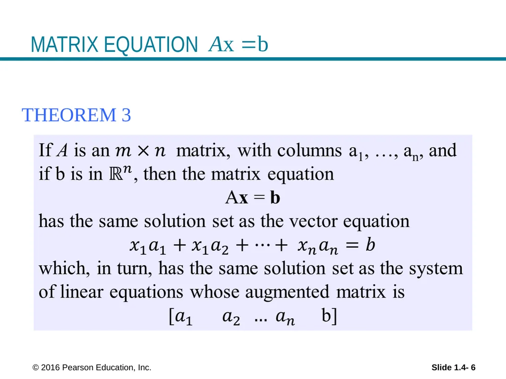 Linear Equations in Linear Algebra THE MATRIX - slide 6 of 15