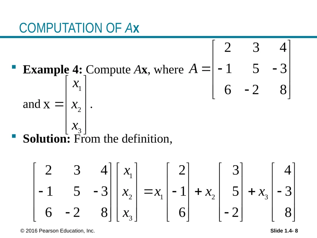 Linear Equations in Linear Algebra THE MATRIX - slide 8 of 15