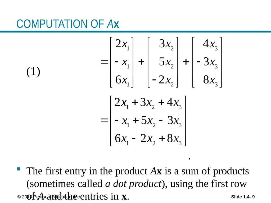 Linear Equations in Linear Algebra THE MATRIX - slide 9 of 15