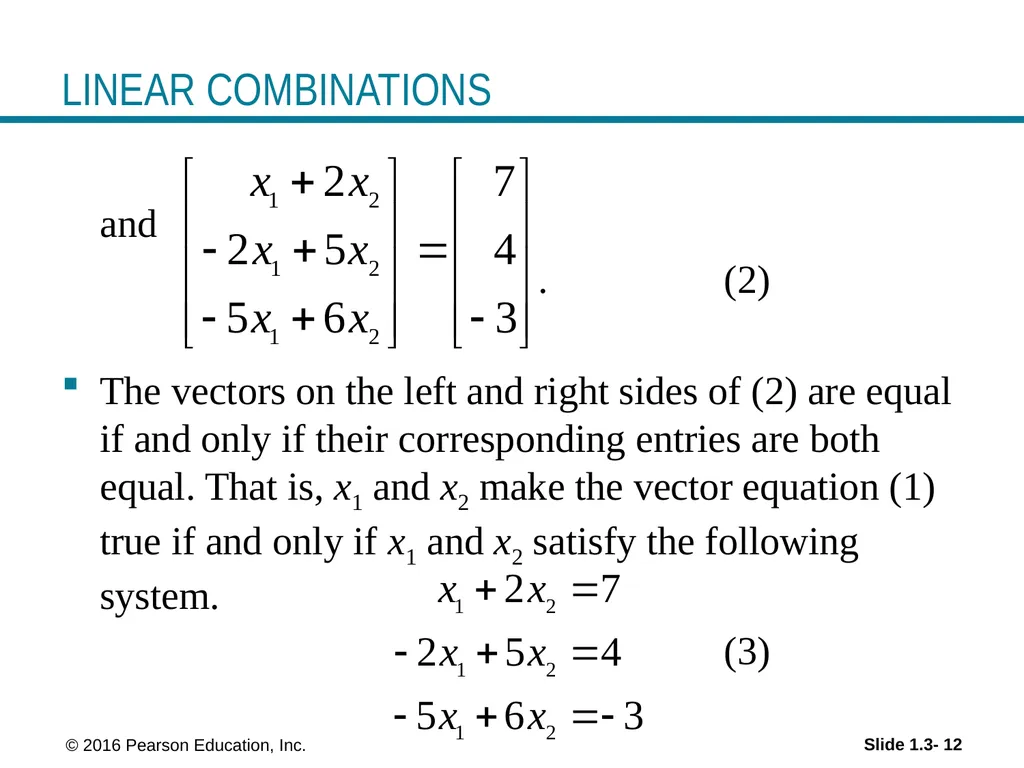 © 2016 Pearson Education, Inc. Linear Equations in - slide 12 of 18