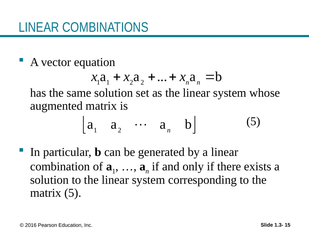 © 2016 Pearson Education, Inc. Linear Equations in - slide 15 of 18