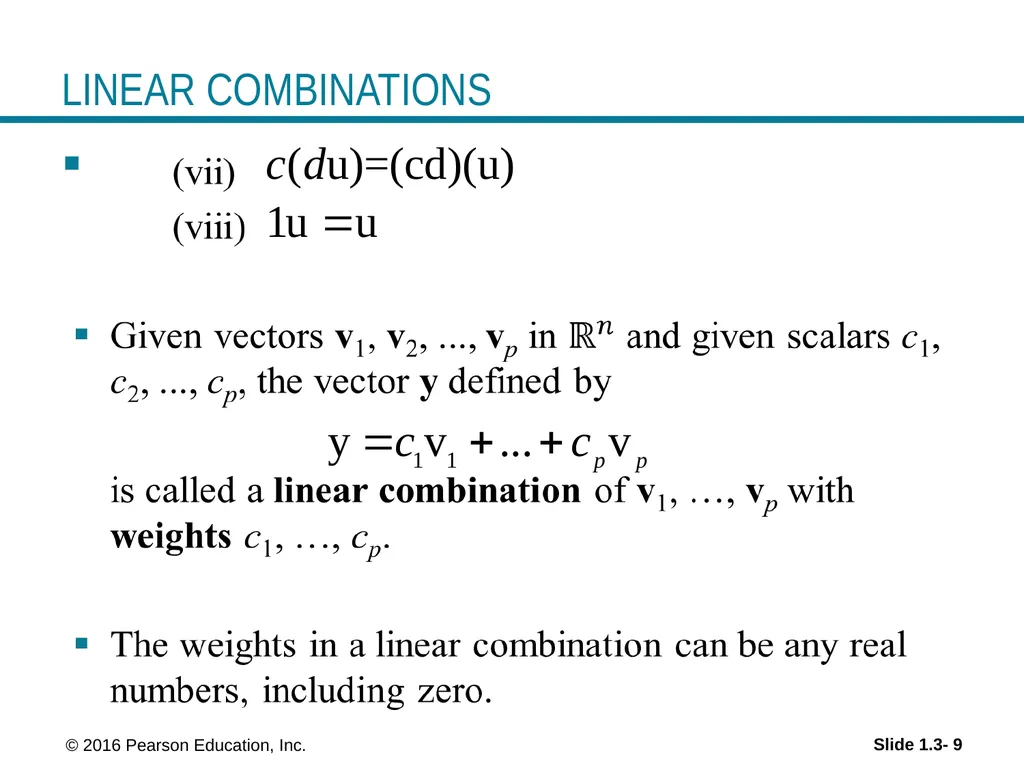 © 2016 Pearson Education, Inc. Linear Equations in - slide 9 of 18