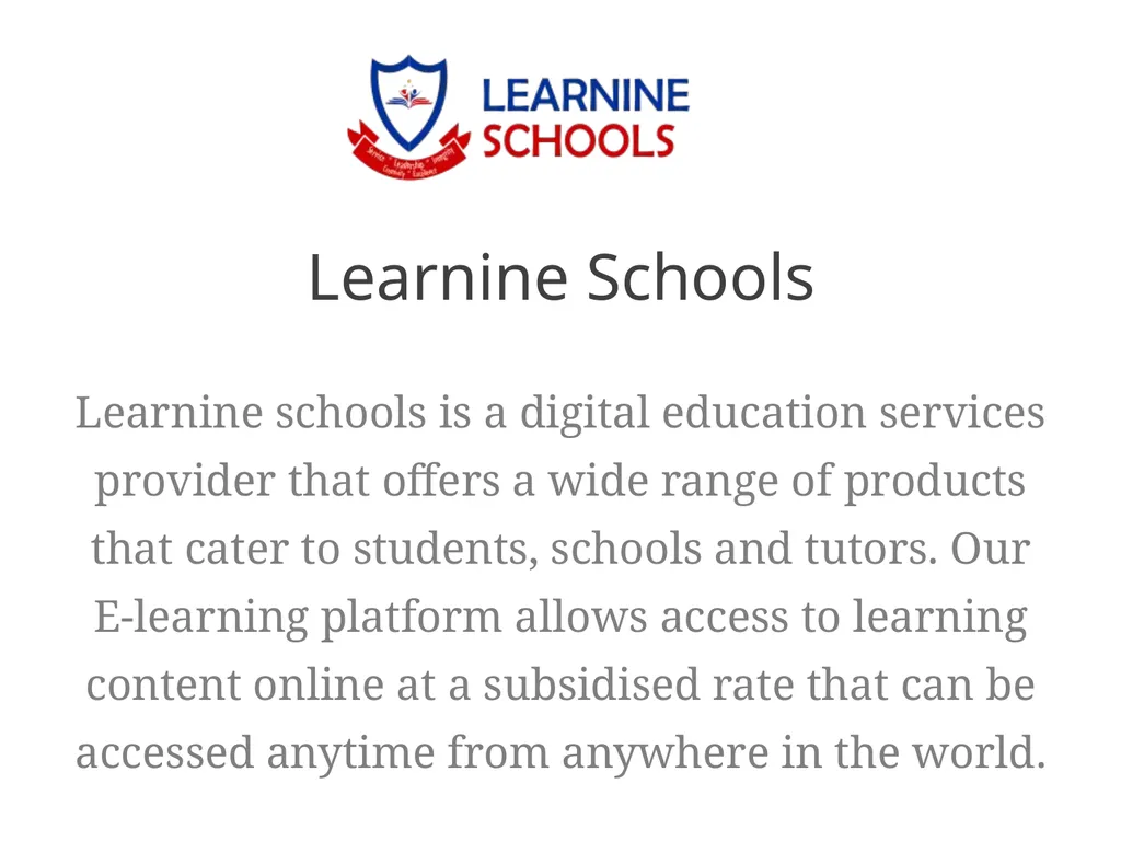 Learnine Schools Learnine schools is a digital - slide 1 of 5