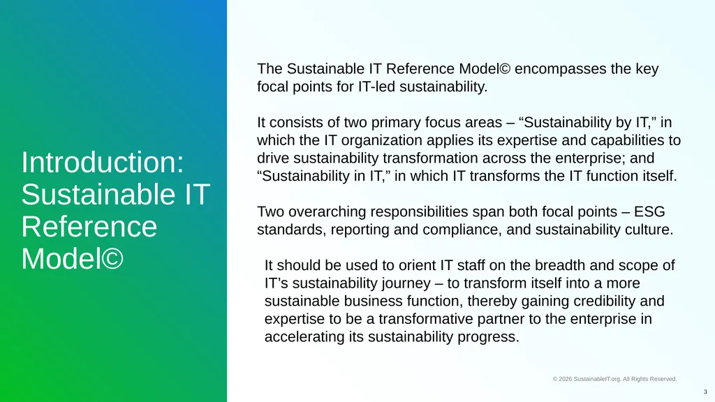 SUSTAINABLEIT.ORG Sustainable IT Playbook Assets: - slide 3 of 7