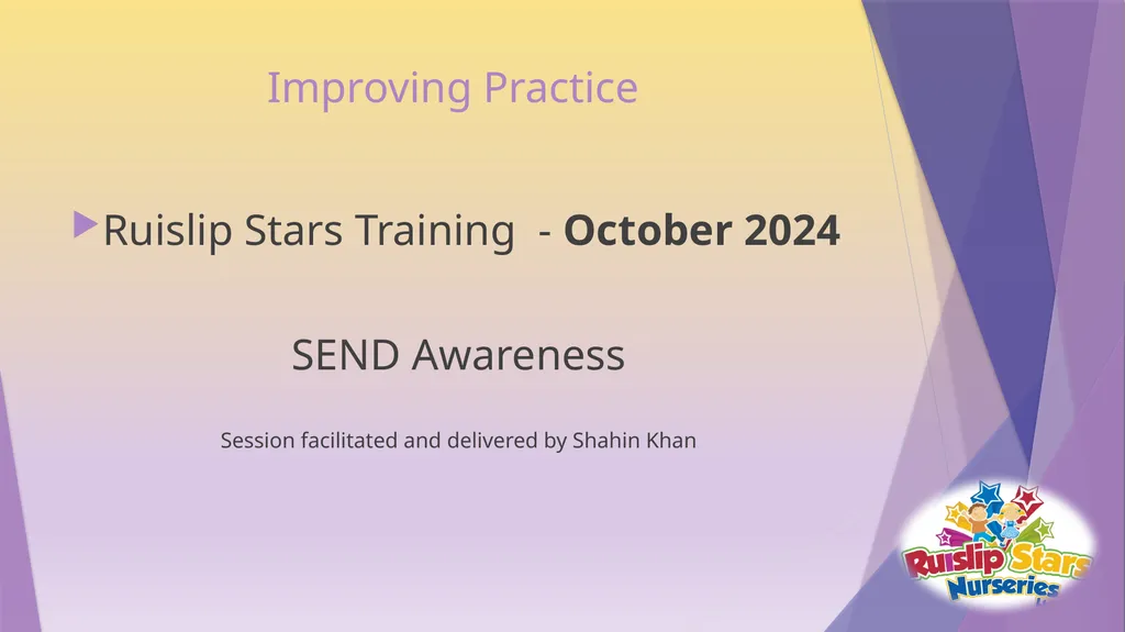 Improving Practice Ruislip Stars Training - - slide 1 of 34