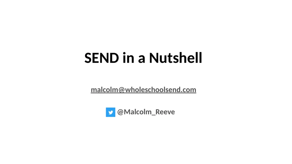 SEND in a Nutshell Malcolm Reeve - National Leader - slide 8 of 33