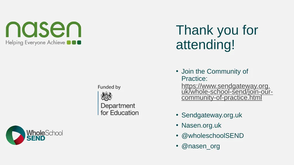 SEND in a Nutshell Malcolm Reeve - National Leader - slide 33 of 33