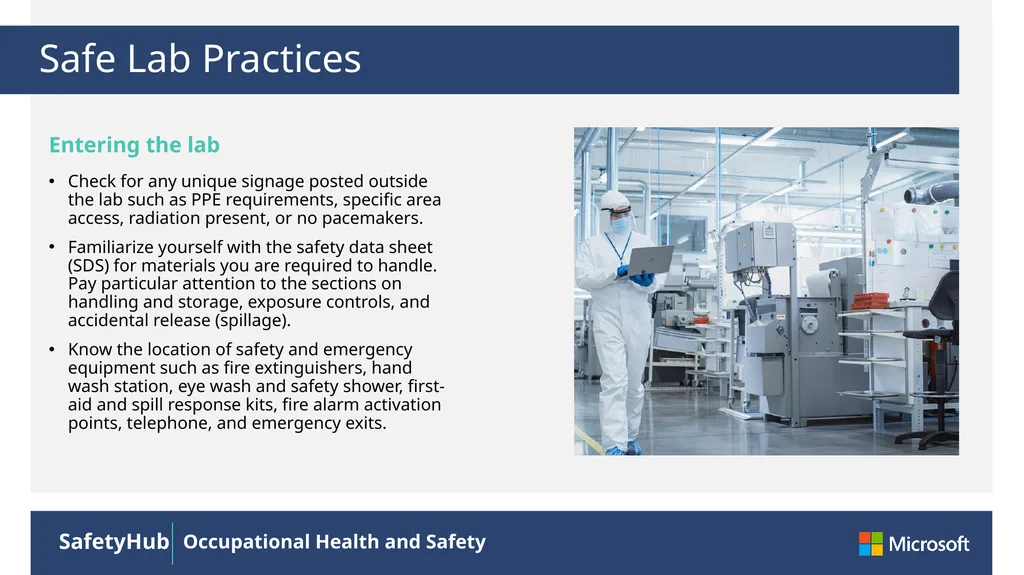 Safe Lab Practices A research laboratory is a - slide 2 of 4