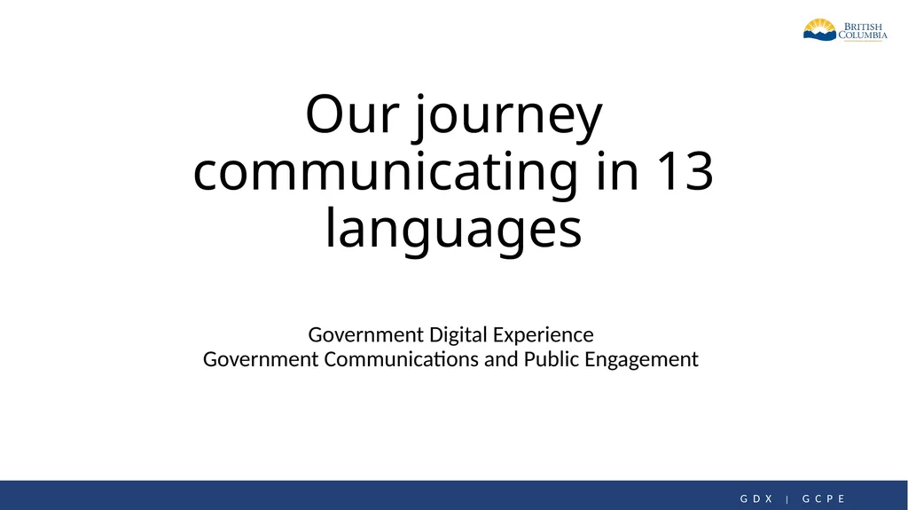 Our journey communicating in 13 languages - slide 1 of 14