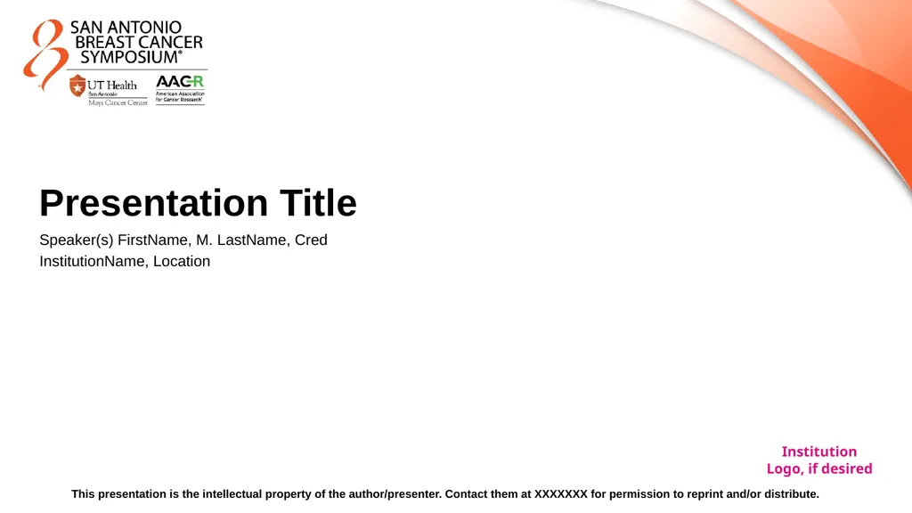 Presentation Title Speaker(s) FirstName, M. - slide 1 of 4