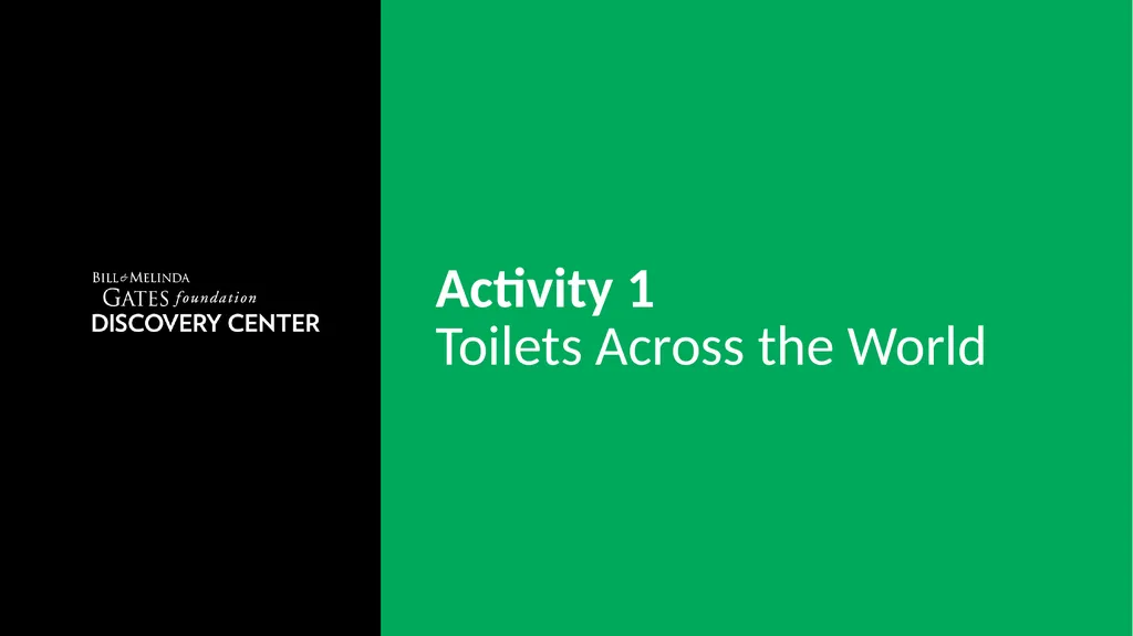 ACTIVITY 1 TOILETS AROUND THE WORLD 1 Note for - slide 2 of 12