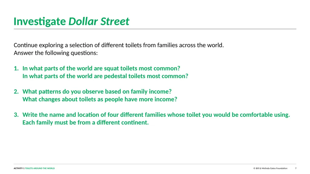 ACTIVITY 1 TOILETS AROUND THE WORLD 1 Note for - slide 7 of 12