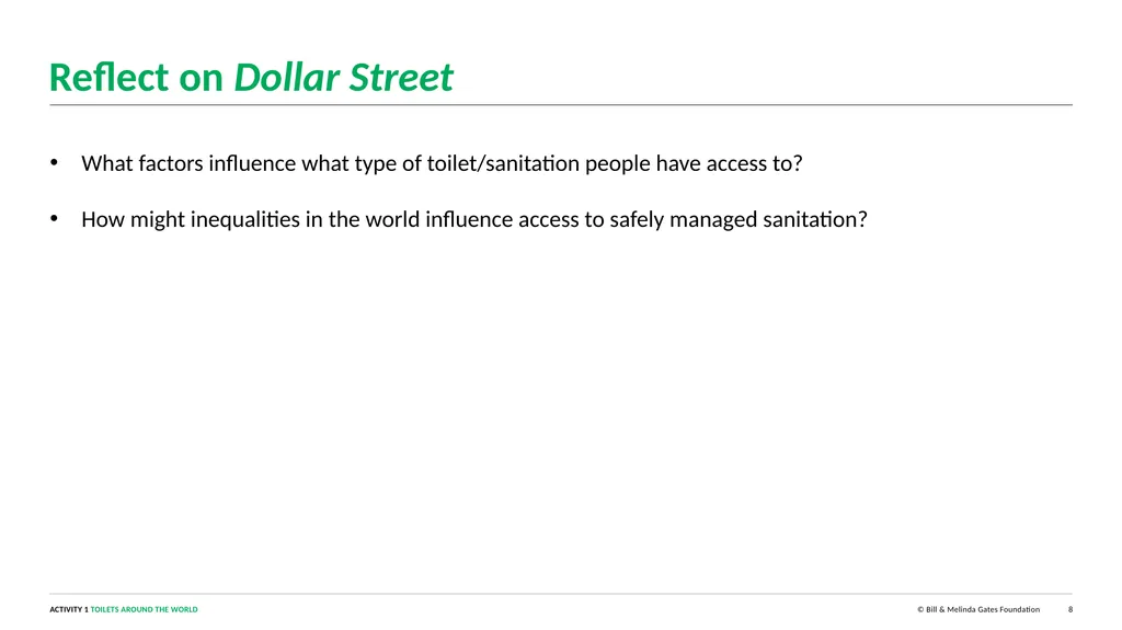 ACTIVITY 1 TOILETS AROUND THE WORLD 1 Note for - slide 8 of 12