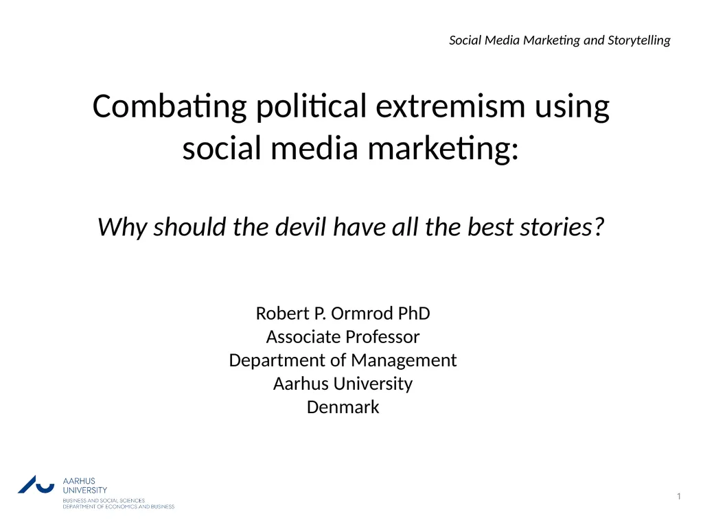 1 Combating political extremism using social media - slide 1 of 12