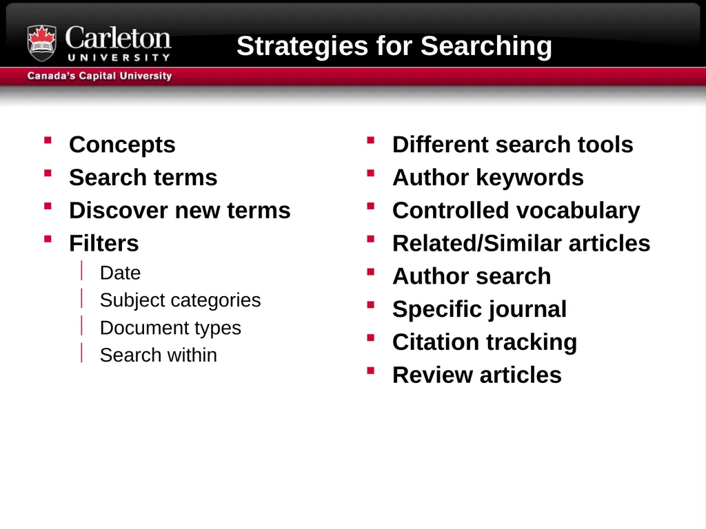 Research Question formulation Literature searching - slide 23 of 31