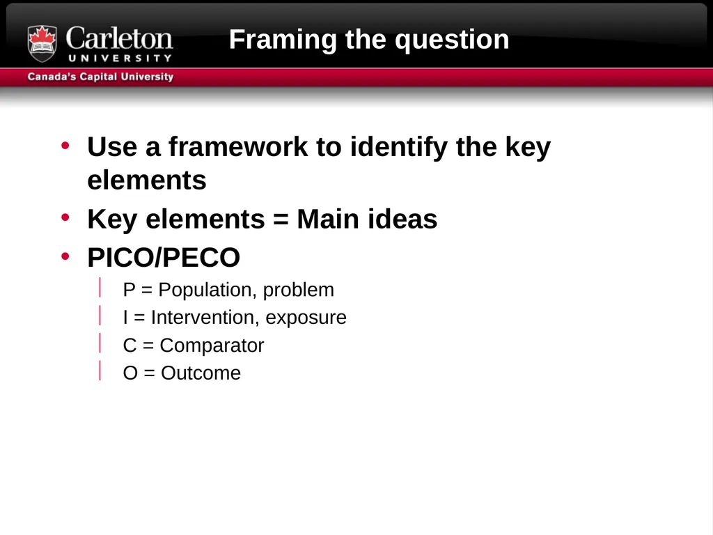 Research Question formulation Literature searching - slide 9 of 31