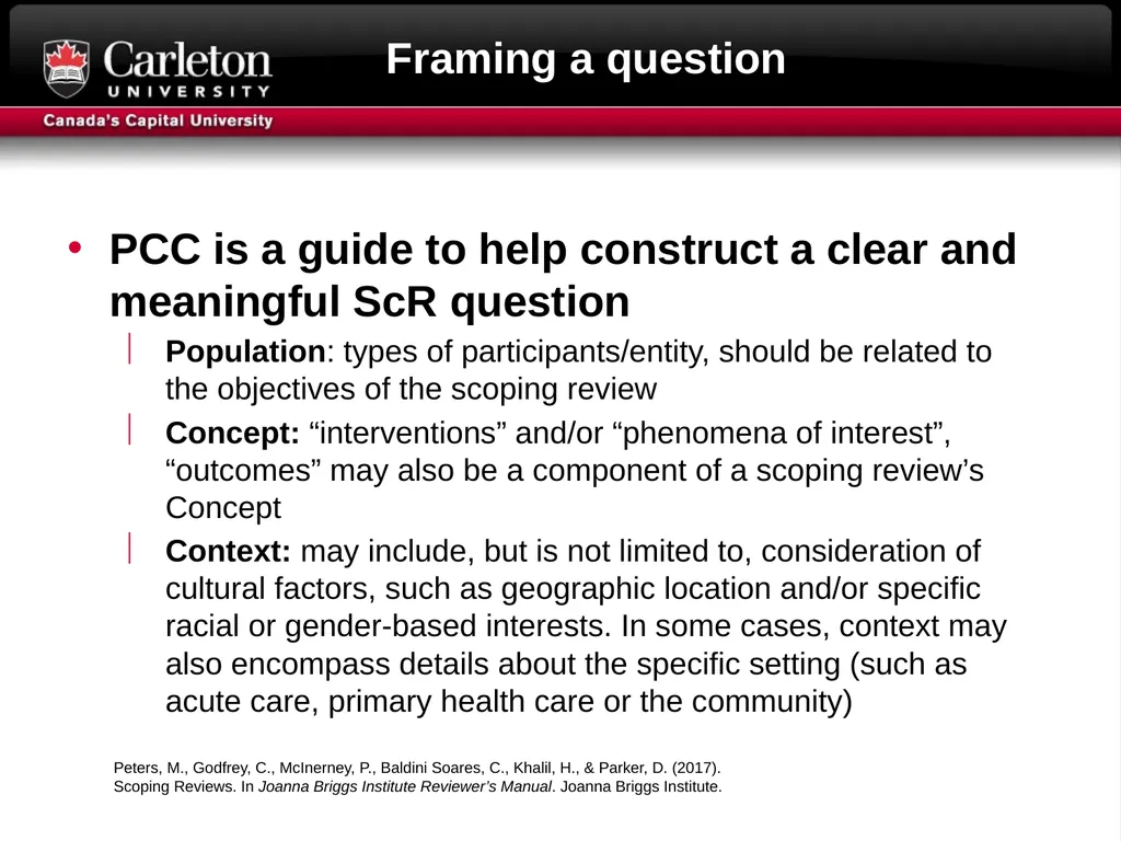 Research Question formulation Literature searching - slide 14 of 31