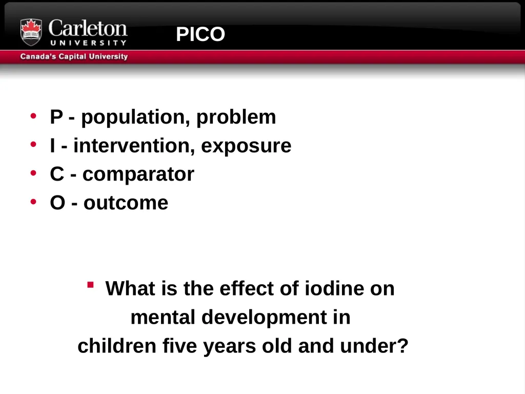 Research Question formulation Literature searching - slide 10 of 31