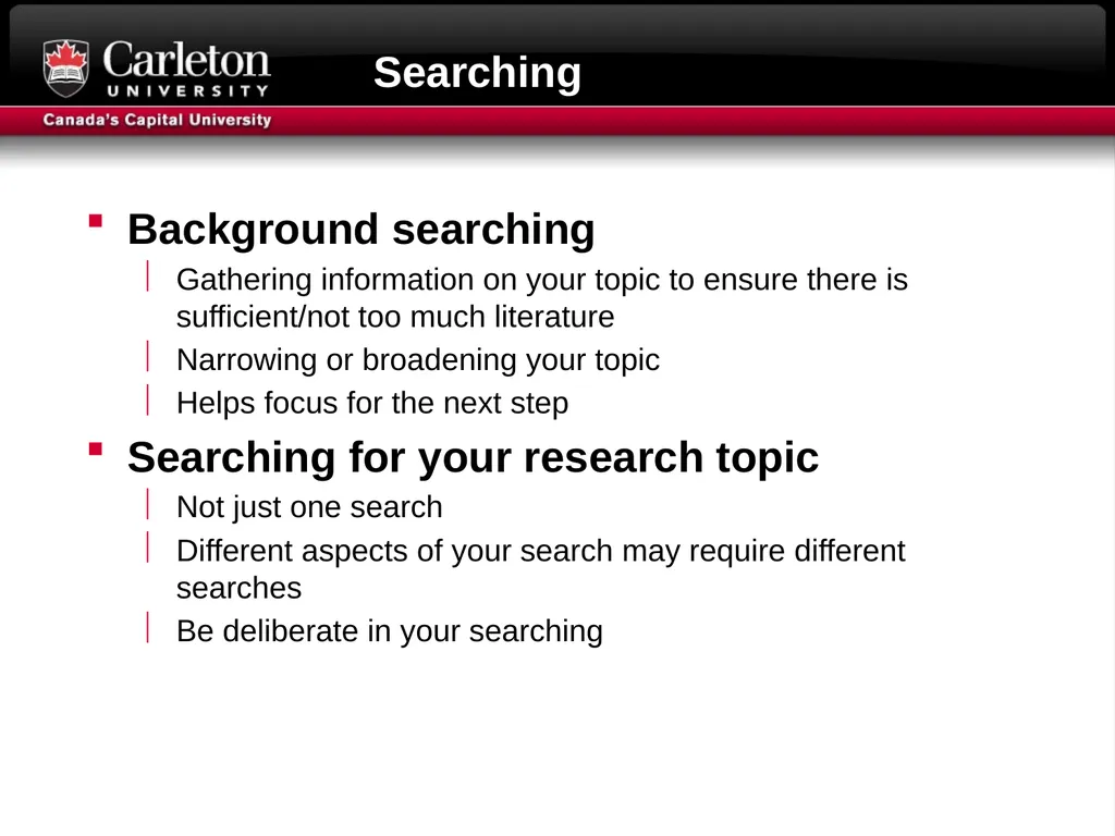 Research Question formulation Literature searching - slide 18 of 31