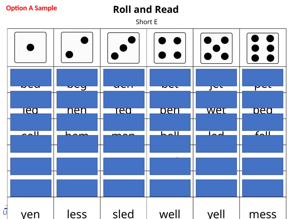 Roll and Read Activity: Use this Roll and Read - slide 3 of 23