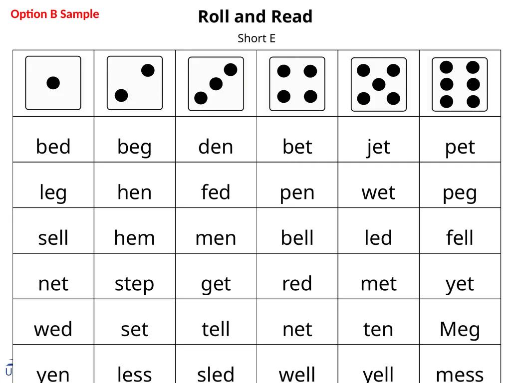 Roll and Read Activity: Use this Roll and Read - slide 4 of 23