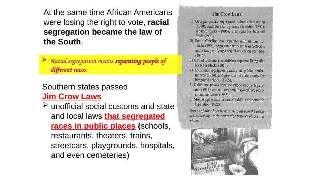 Aim: How did the decision in Plessy v. Ferguson - slide 4 of 14