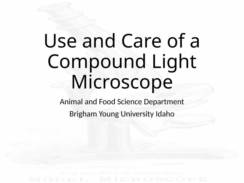 Use and Care of a Compound Light Microscope Animal - slide 1 of 21