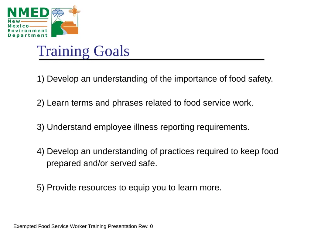 Food Handler Training For Exempted Food Service - slide 2 of 39