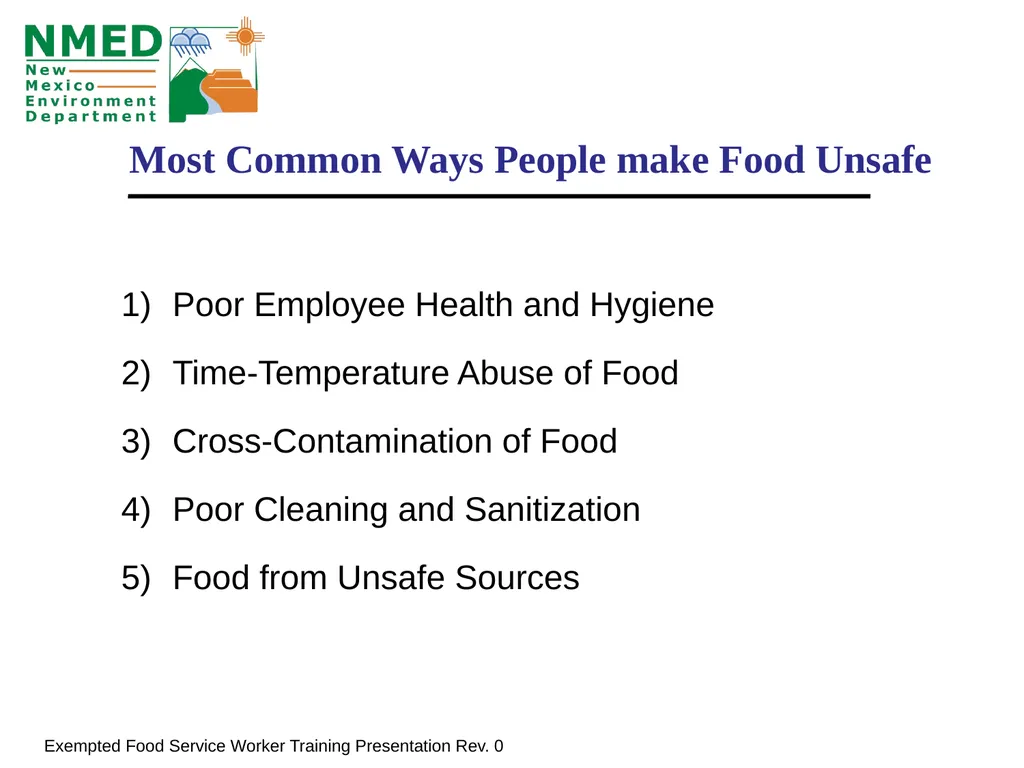 Food Handler Training For Exempted Food Service - slide 8 of 39